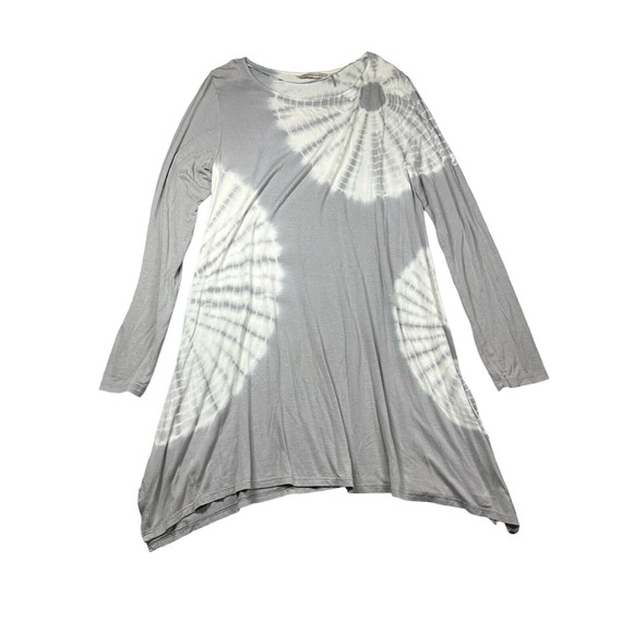 Soft Surroundings Womens Gray/White Tie Dye Long Sleeve Tunic Stretch Small Boho - Picture 1 of 6